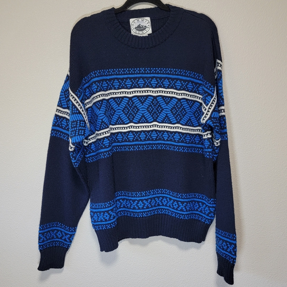 Vintage Summit county wool blend fairisle knit sweater USA